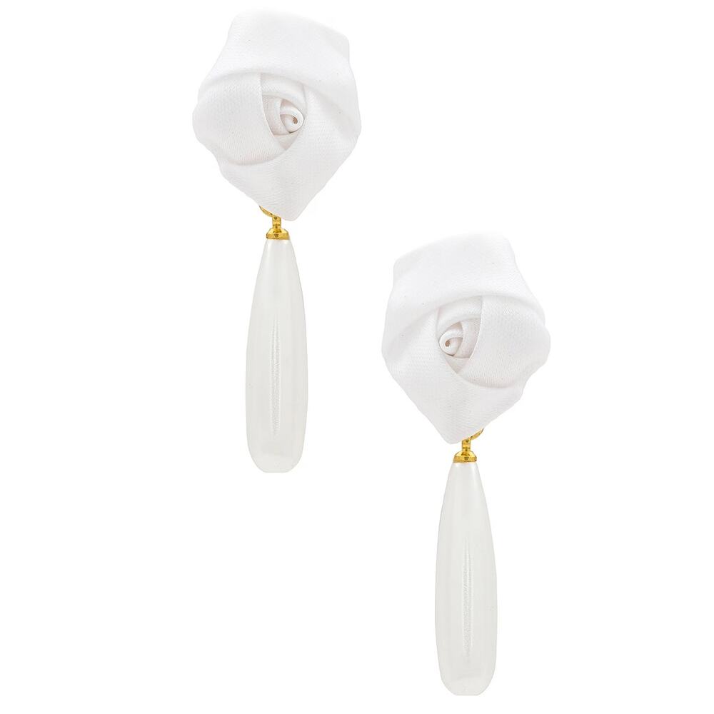 Elegant White and Gold Women's Earrings